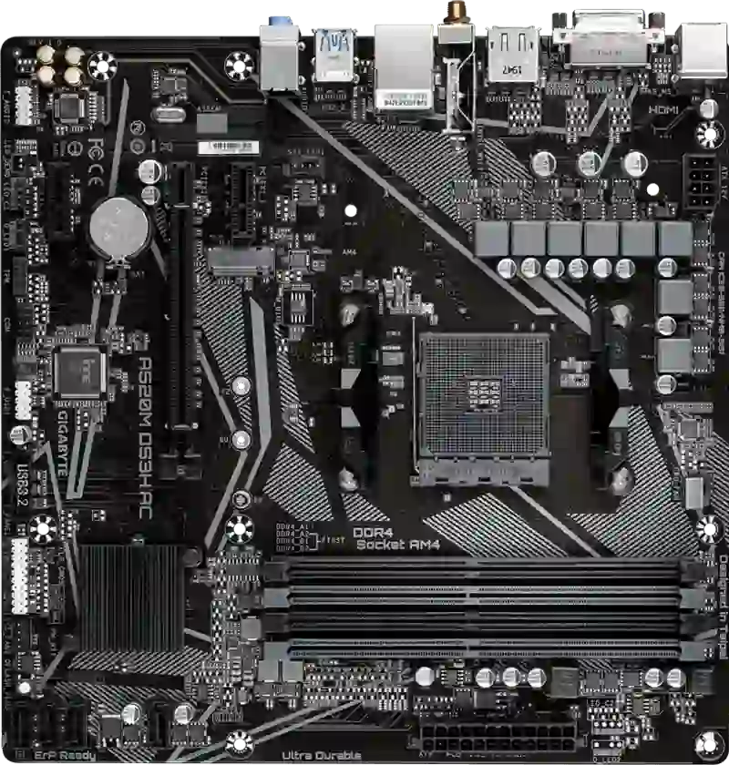 Gigabyte A520M DS3H AC WIFI Micro-ATX AM4 DDR4 1xM.2 PCIe 3.0 WiFi 5 - Image 3