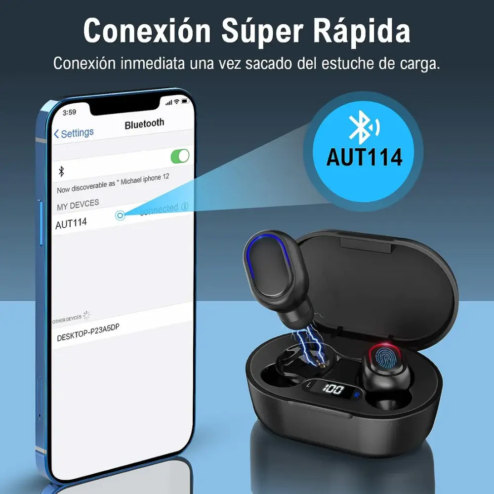 Audífonos Bluetooth 5.1 TWS -AUT114 1HORA - Image 3