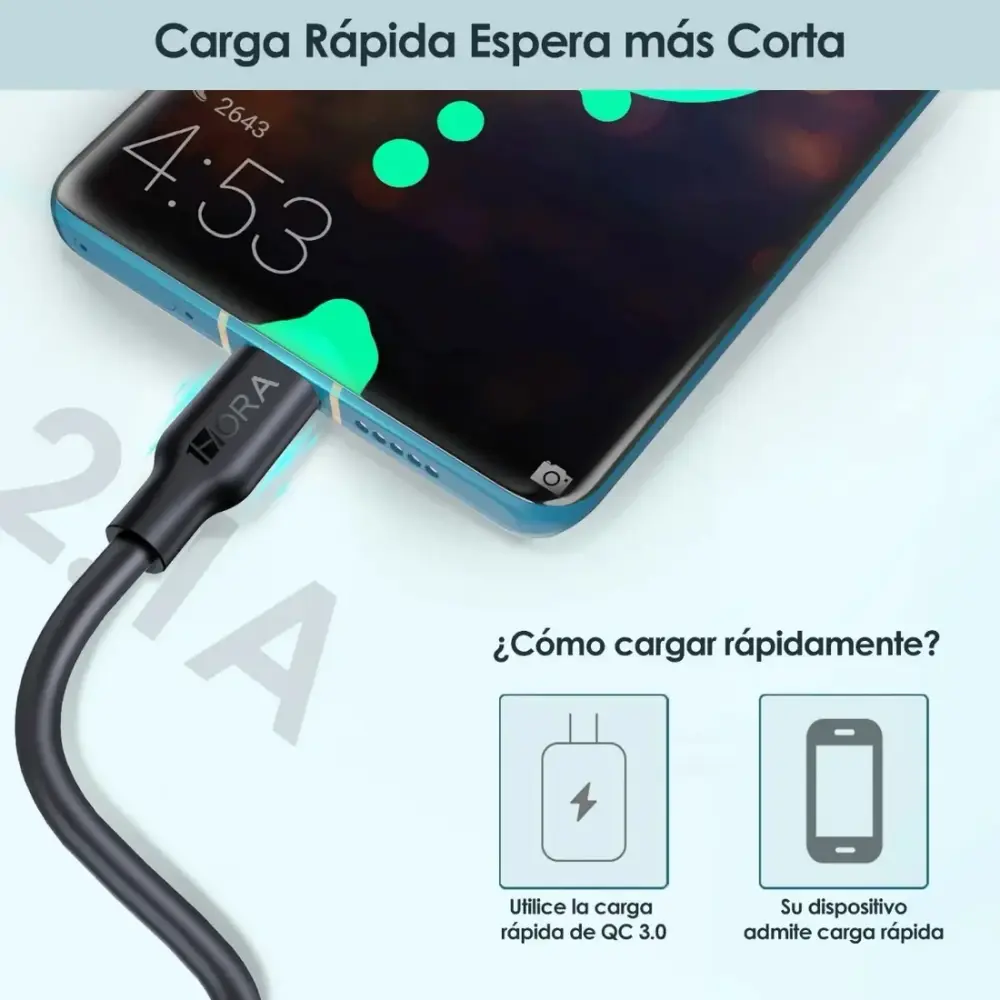 Cable TIPO C 2.1A - CAB184 (1M) 1HORA - Image 3