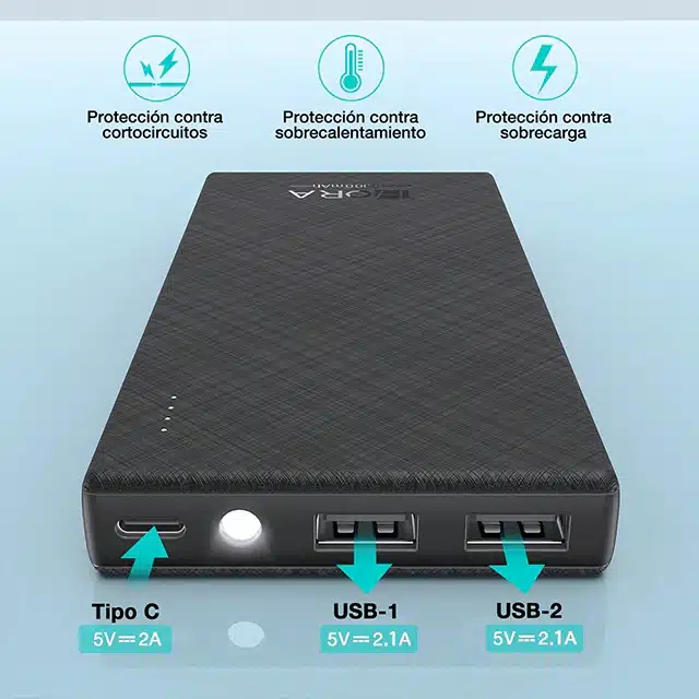Power bank 10,000mah GAR263 USB incluye luz LED 1HORA - Image 3