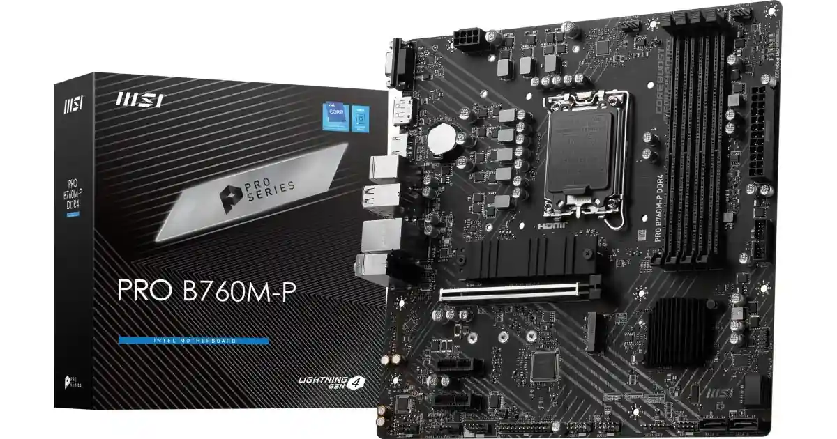 MSI PRO B760M-A WIFI DDR5 Micro-ATX LGA1700 DDR5 2xM.2 PCIe 4.0 WiFi 6E