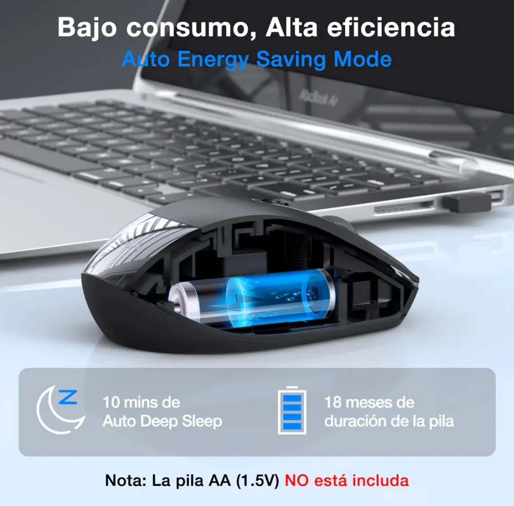 Ratón inalámbrico 2.4G silencioso Sensible DPI 1600 RAT001 Mouse 1HORA - Image 4