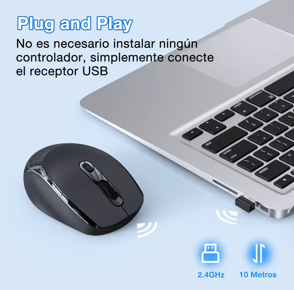 Ratón inalámbrico 2.4G silencioso Sensible DPI 1600 RAT001 Mouse 1HORA - Image 3